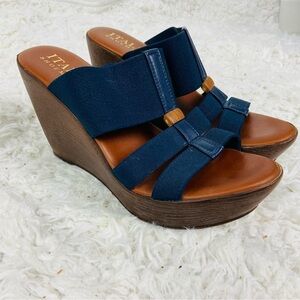 Italian Shoemakers Navy Wedge Sandals size 7.5